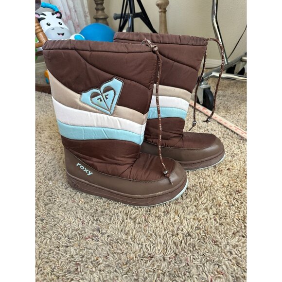 Roxy Dynamite Womens Snow Boots Brown Pull-on Quilted Winter 9 Durable Design - Picture 1 of 10